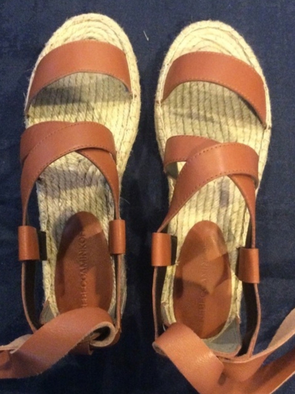 Rebecca Minkoff Tan Leather Espadrille Sandals